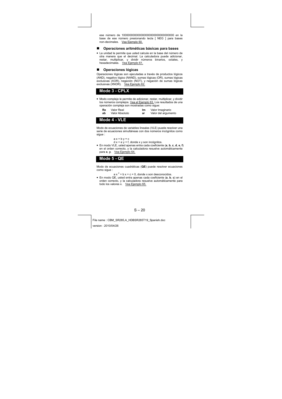 Mode 3 - cplx, Mode 4 - vle, Mode 5 - qe | CITIZEN SRP-285N User Manual | Page 41 / 247