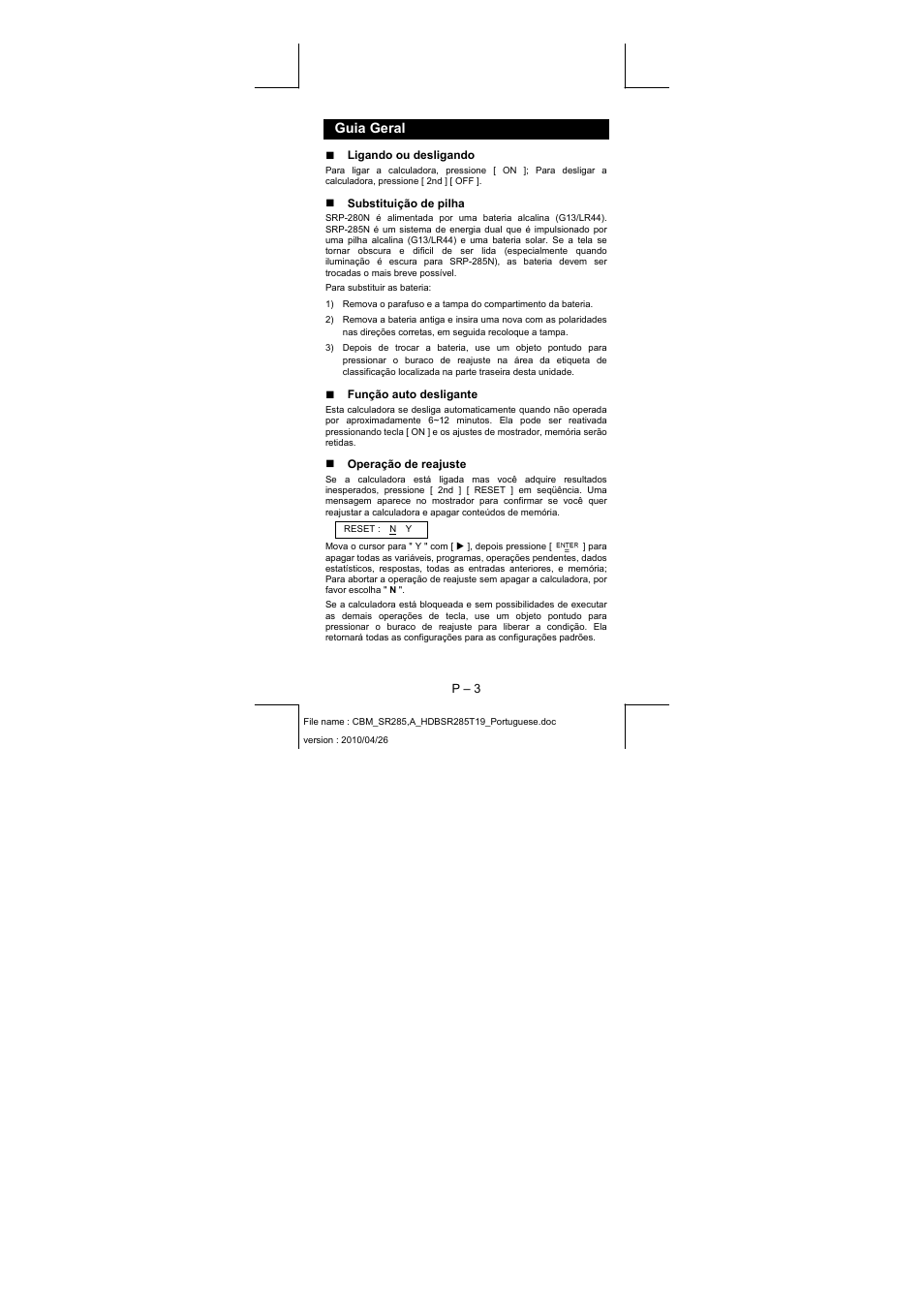 Guia geral | CITIZEN SRP-285N User Manual | Page 44 / 247