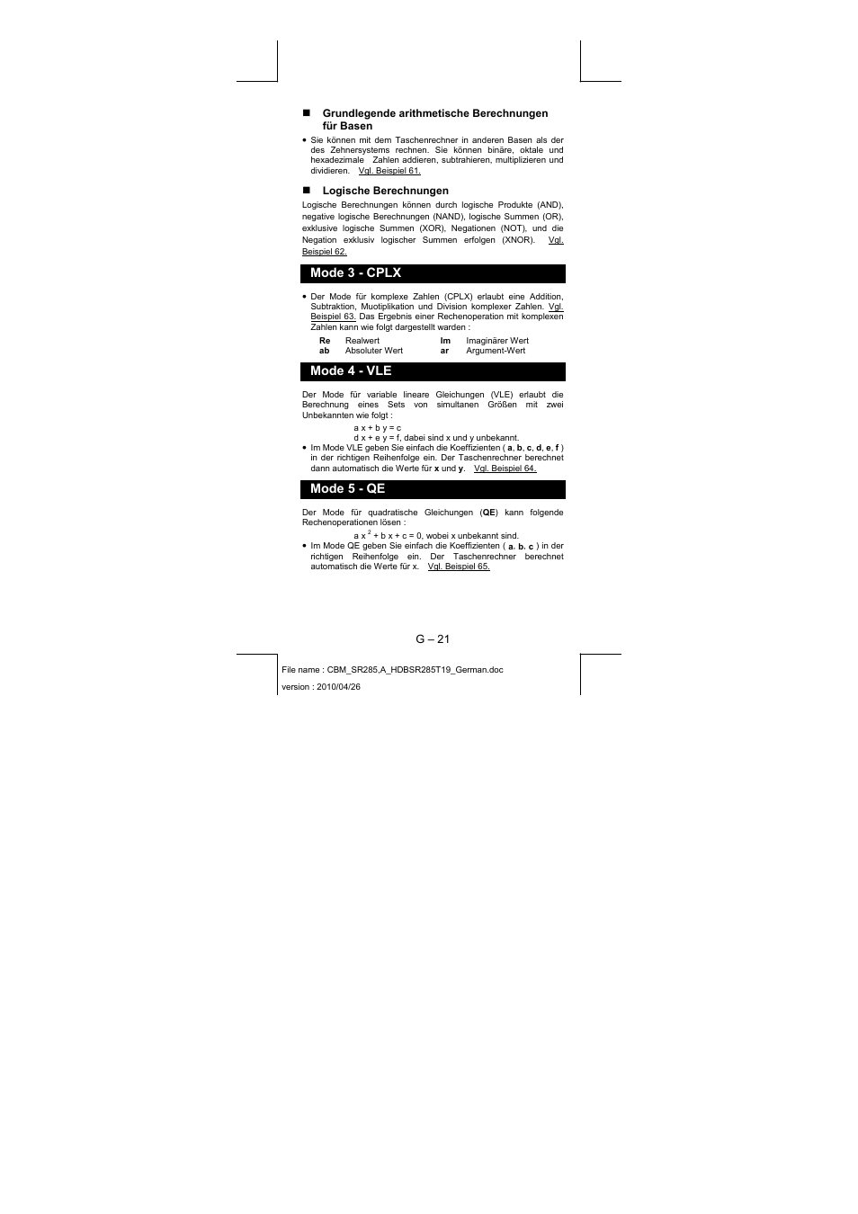 Mode 3 - cplx, Mode 4 - vle, Mode 5 - qe | CITIZEN SRP-285N User Manual | Page 82 / 247