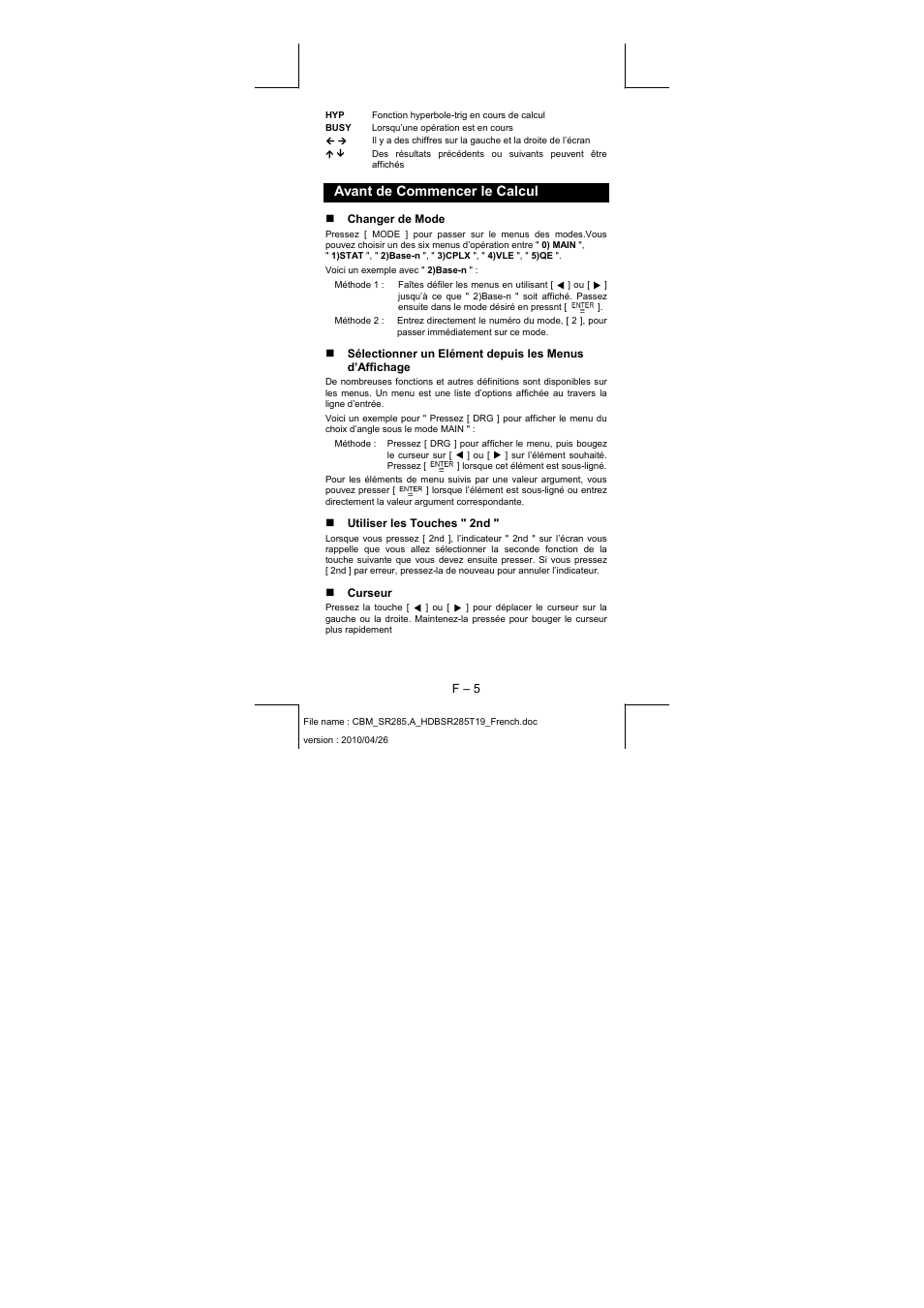 Avant de commencer le calcul | CITIZEN SRP-285N User Manual | Page 87 / 247