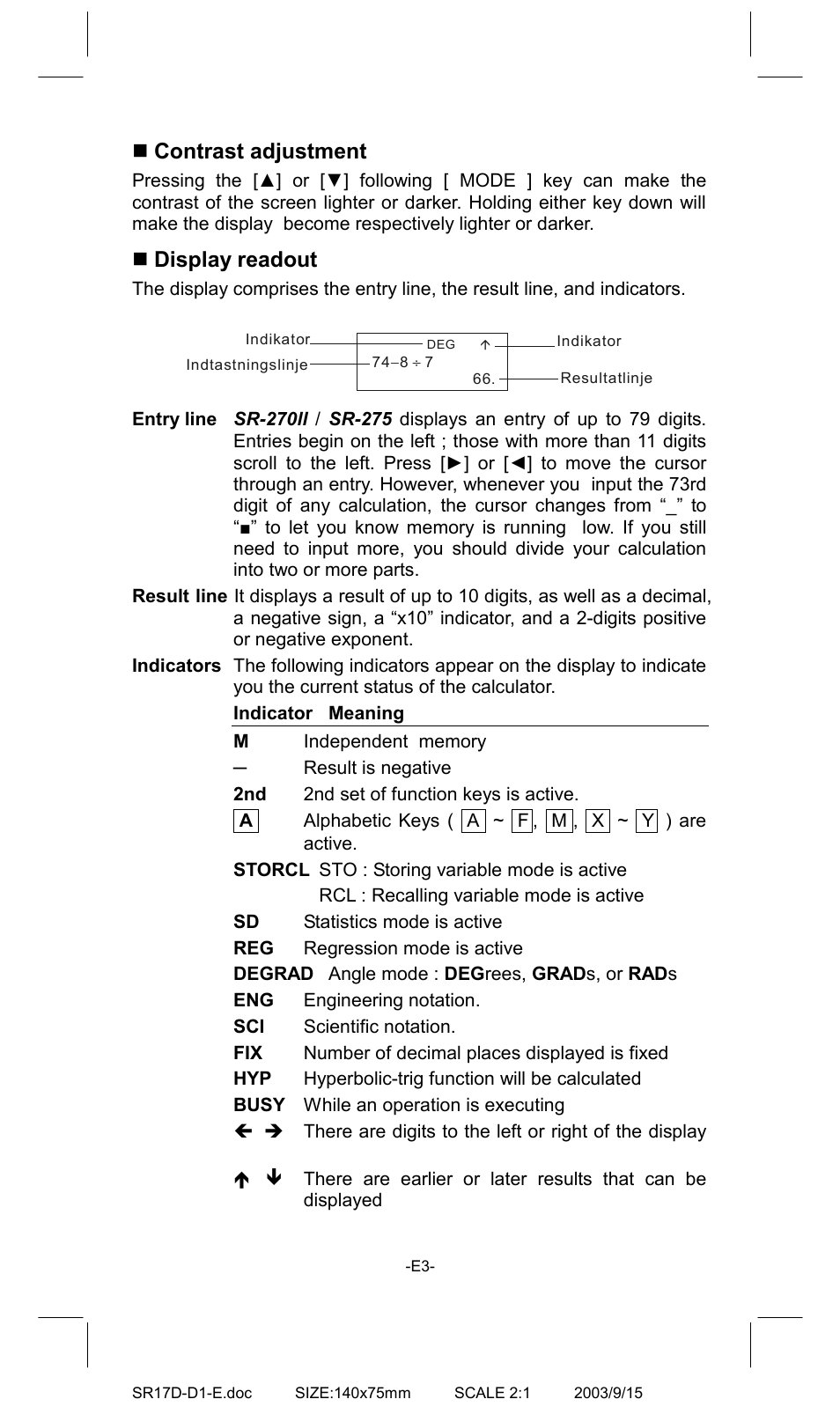 CITIZEN SR-275EU User Manual | Page 3 / 14