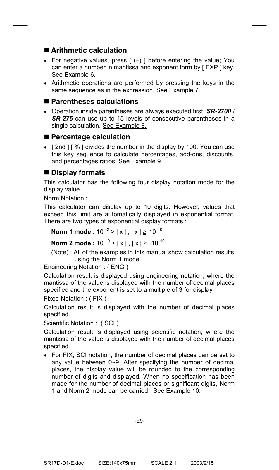 CITIZEN SR-275EU User Manual | Page 9 / 14