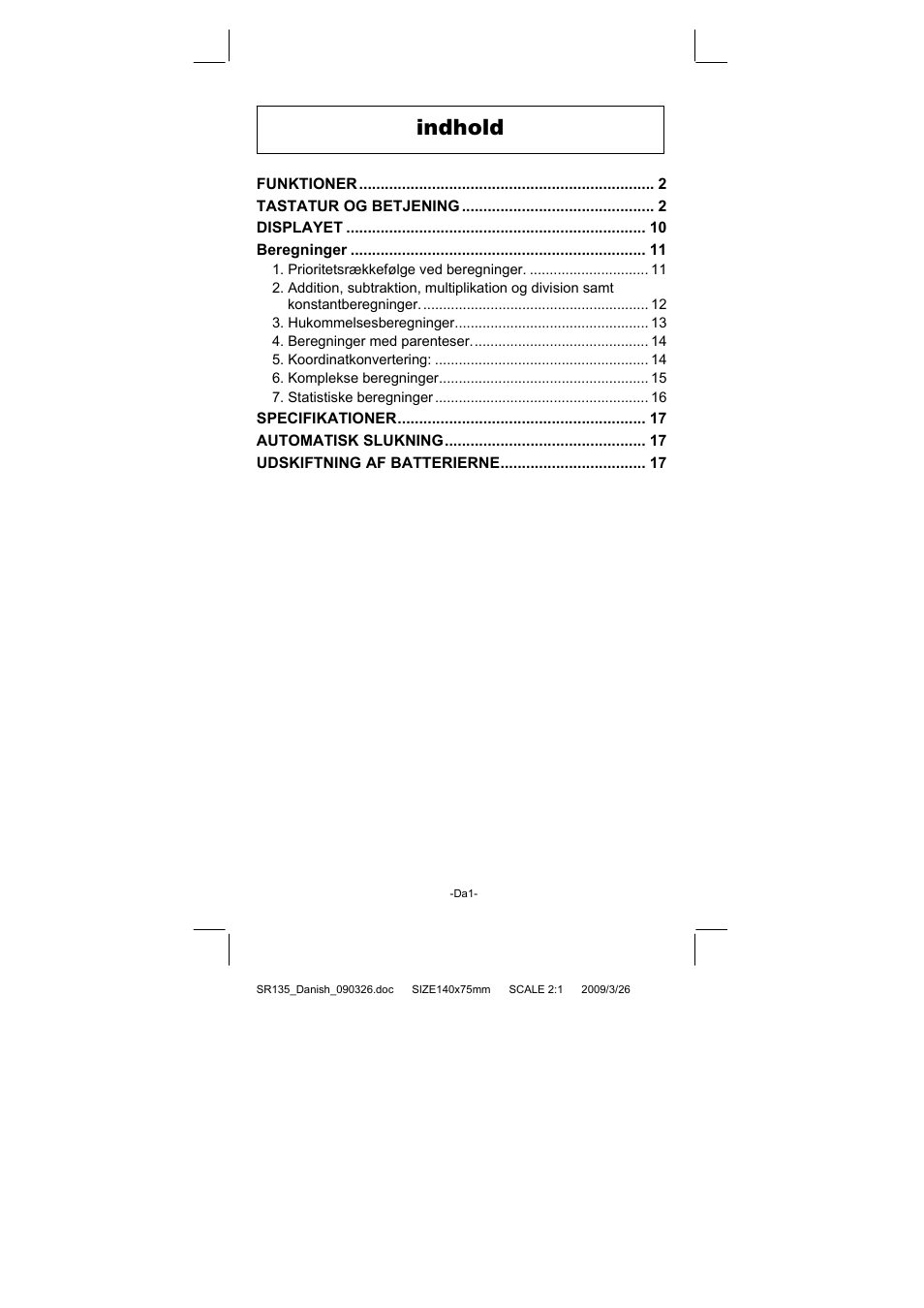 Indhold | CITIZEN SR-135NPU User Manual | Page 128 / 182