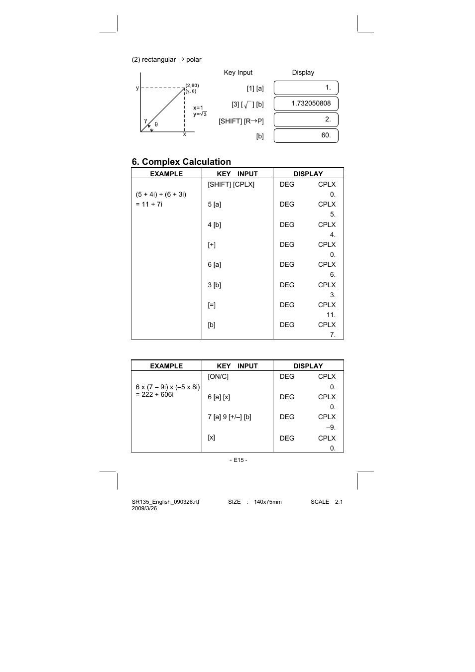 Complex calculation | CITIZEN SR-135NPU User Manual | Page 16 / 182