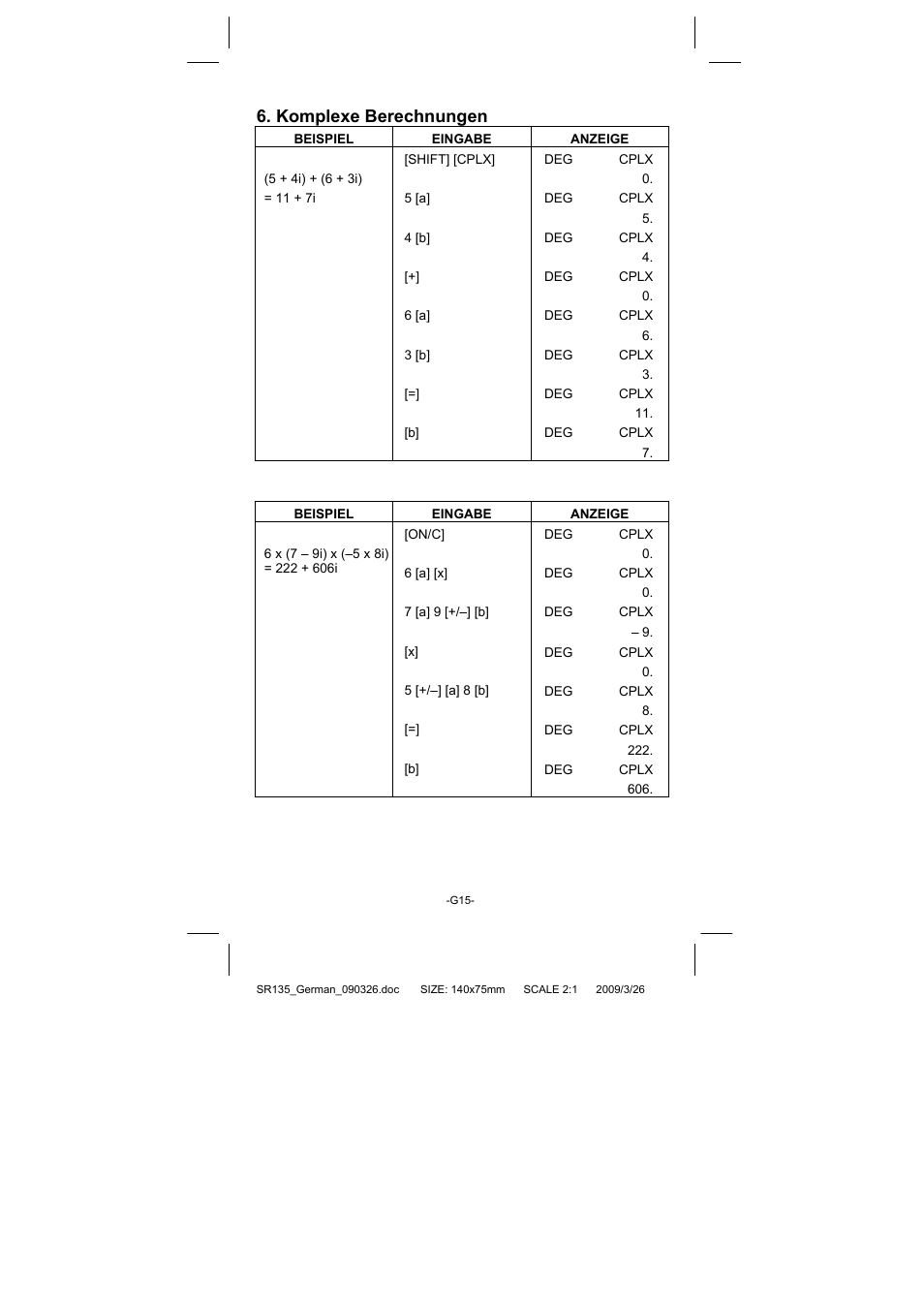 Komplexe berechnungen | CITIZEN SR-135NPU User Manual | Page 70 / 182