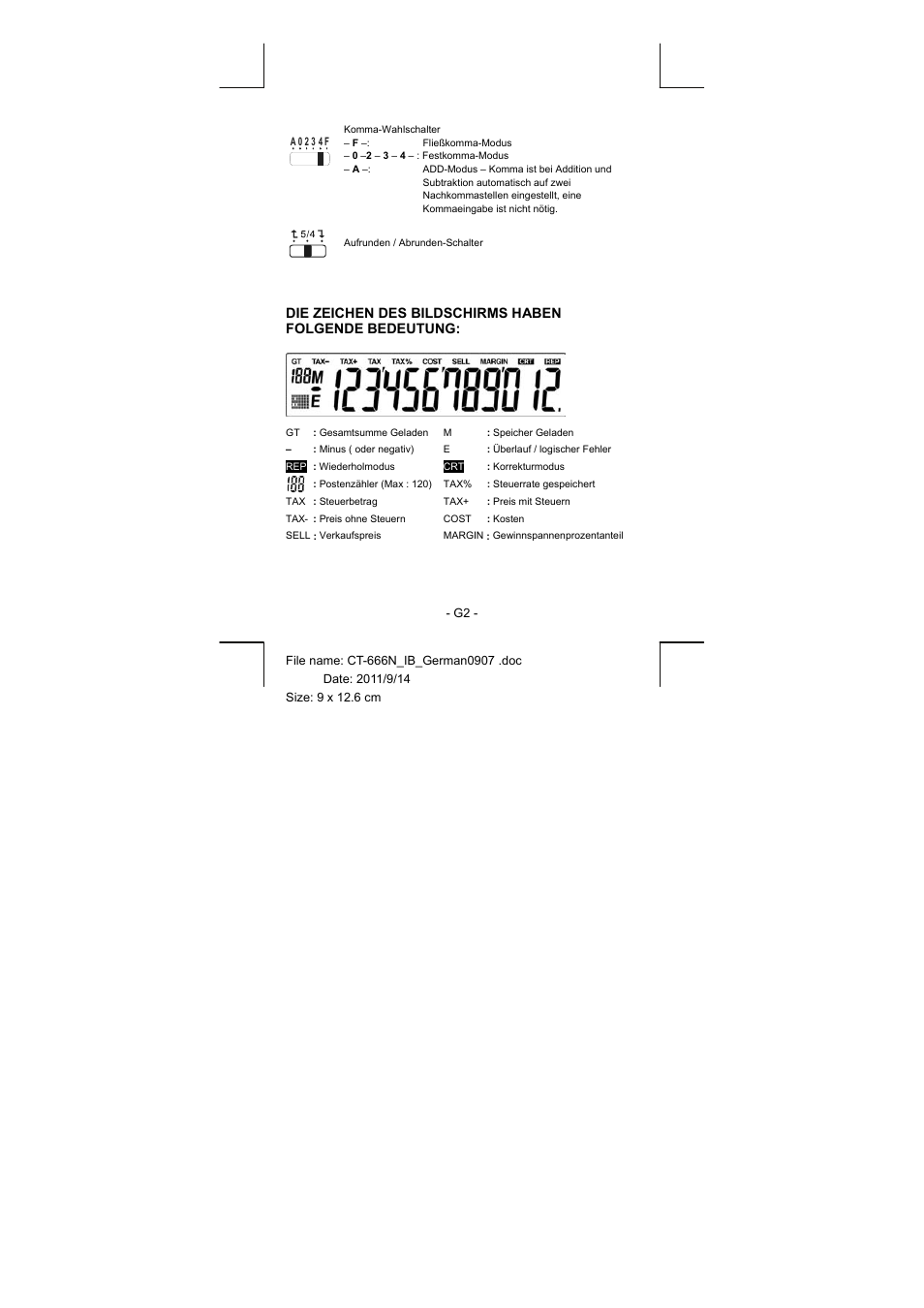 CITIZEN CT-666N User Manual | Page 9 / 45