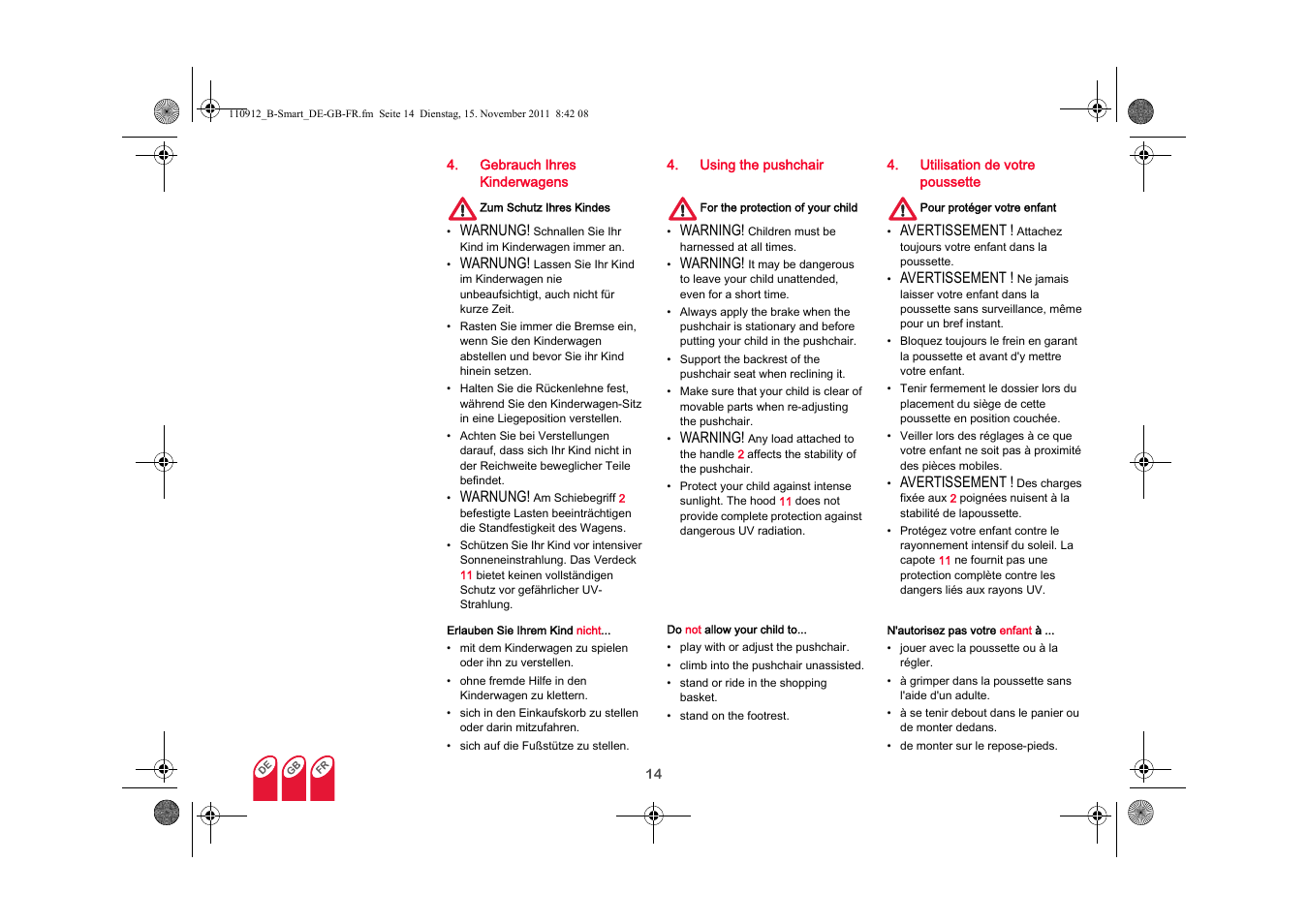 Britax B-SMART User Manual | Page 15 / 116