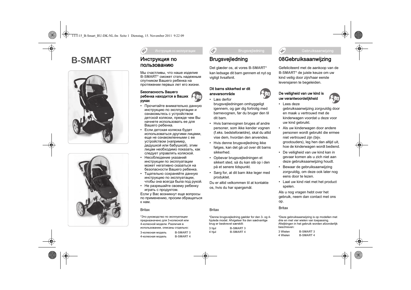 B-smart, 08gebruiksaanwijzing, Brugsvejledning | Инструкция по пользованию | Britax B-SMART User Manual | Page 78 / 116