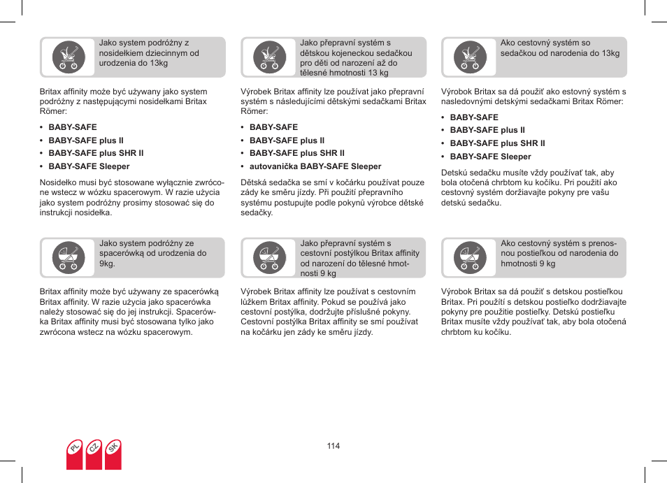 Britax Affinity User Manual | Page 117 / 218