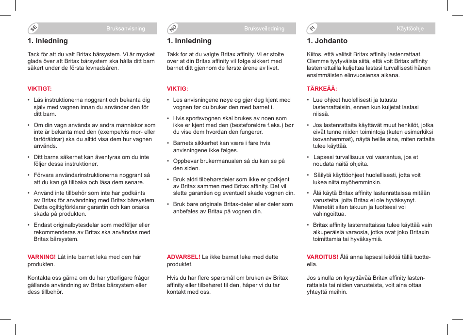 Britax Affinity User Manual | Page 148 / 218