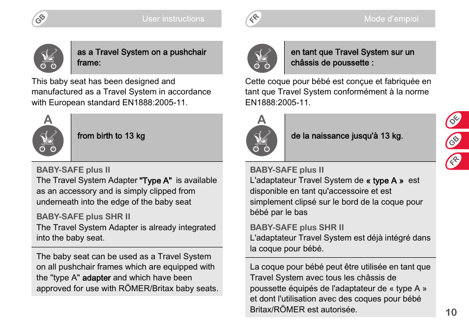 Britax Romer BABY-SAFE plus SHR II User Manual | Page 11 / 272