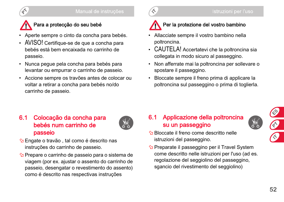 Aviso, Cautela | Britax Romer BABY-SAFE plus SHR II User Manual | Page 144 / 272