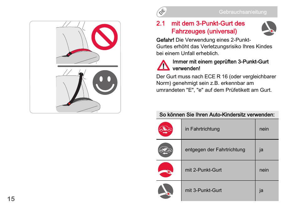 Britax Romer BABY-SAFE plus SHR II User Manual | Page 16 / 272