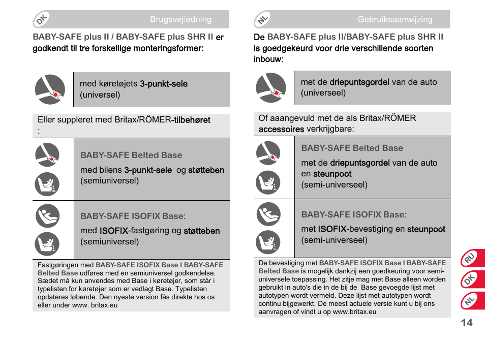 Britax Romer BABY-SAFE plus SHR II User Manual | Page 197 / 272