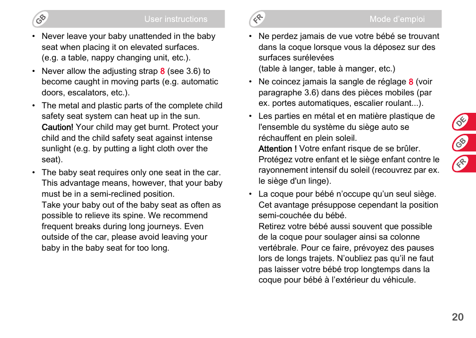 Britax Romer BABY-SAFE plus SHR II User Manual | Page 21 / 272