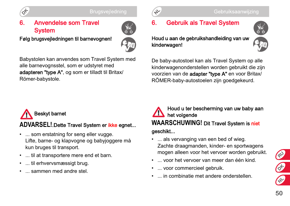 Advarsel, Waarschuwing | Britax Romer BABY-SAFE plus SHR II User Manual | Page 233 / 272