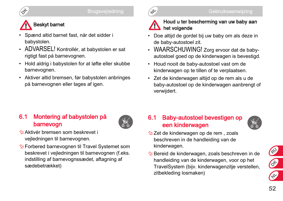 Advarsel, Waarschuwing | Britax Romer BABY-SAFE plus SHR II User Manual | Page 235 / 272