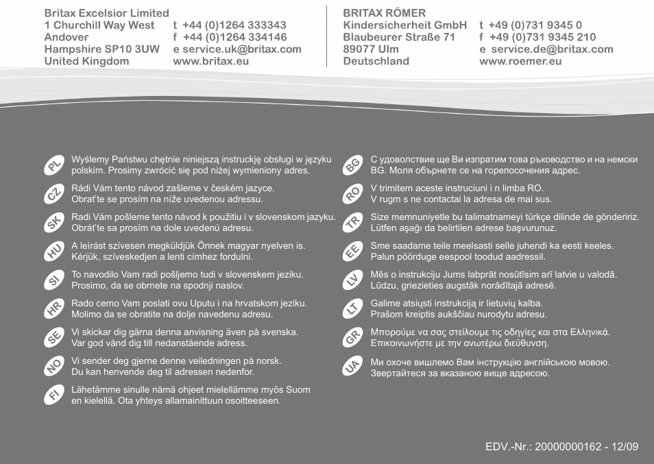 Britax Romer BABY-SAFE plus SHR II User Manual | Page 272 / 272