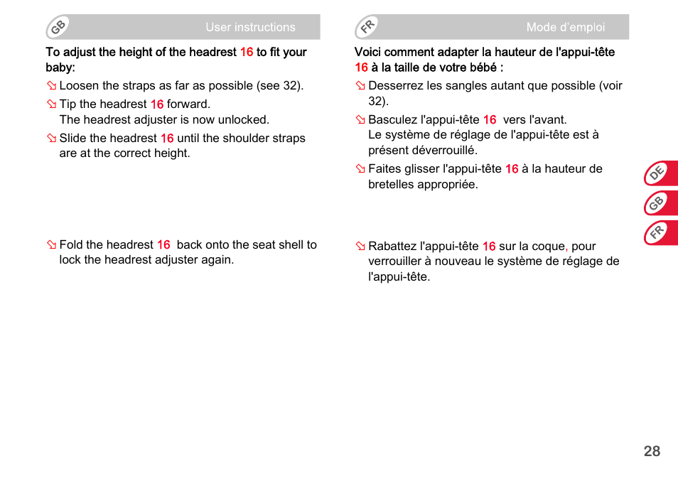 Britax Romer BABY-SAFE plus SHR II User Manual | Page 29 / 272