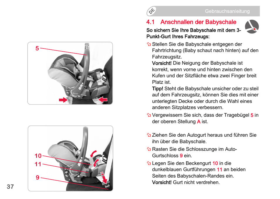 Britax Romer BABY-SAFE plus SHR II User Manual | Page 38 / 272