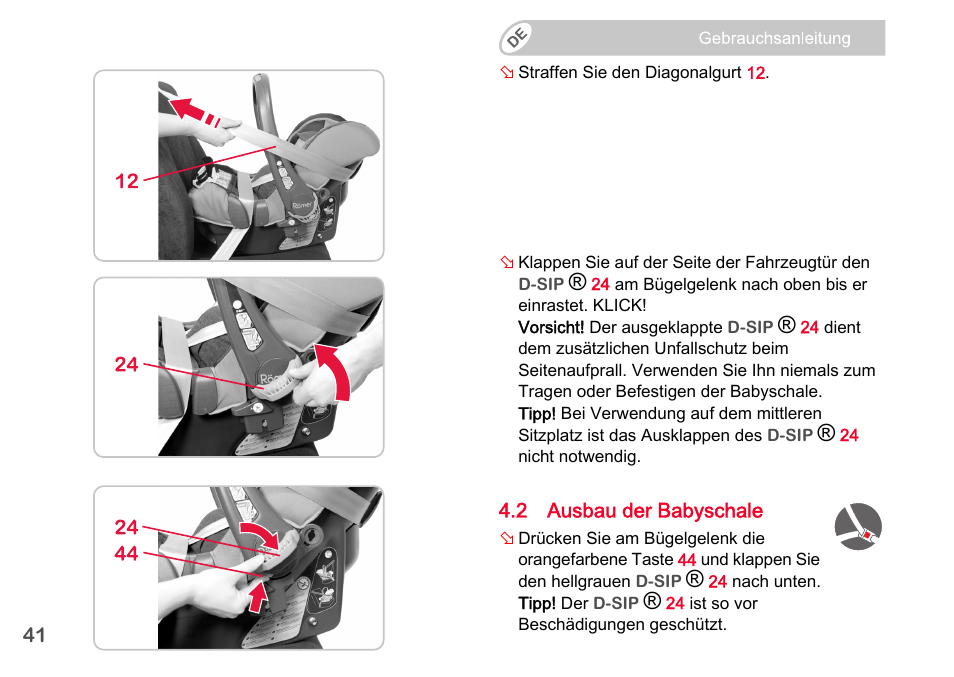 Britax Romer BABY-SAFE plus SHR II User Manual | Page 42 / 272