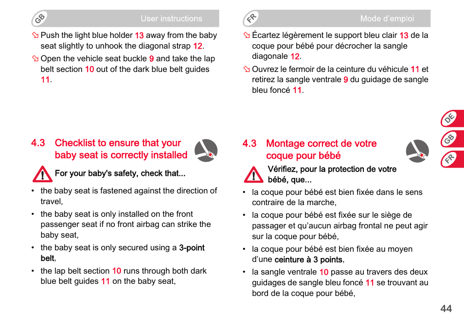 Britax Romer BABY-SAFE plus SHR II User Manual | Page 45 / 272