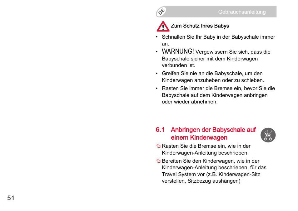 Warnung | Britax Romer BABY-SAFE plus SHR II User Manual | Page 52 / 272