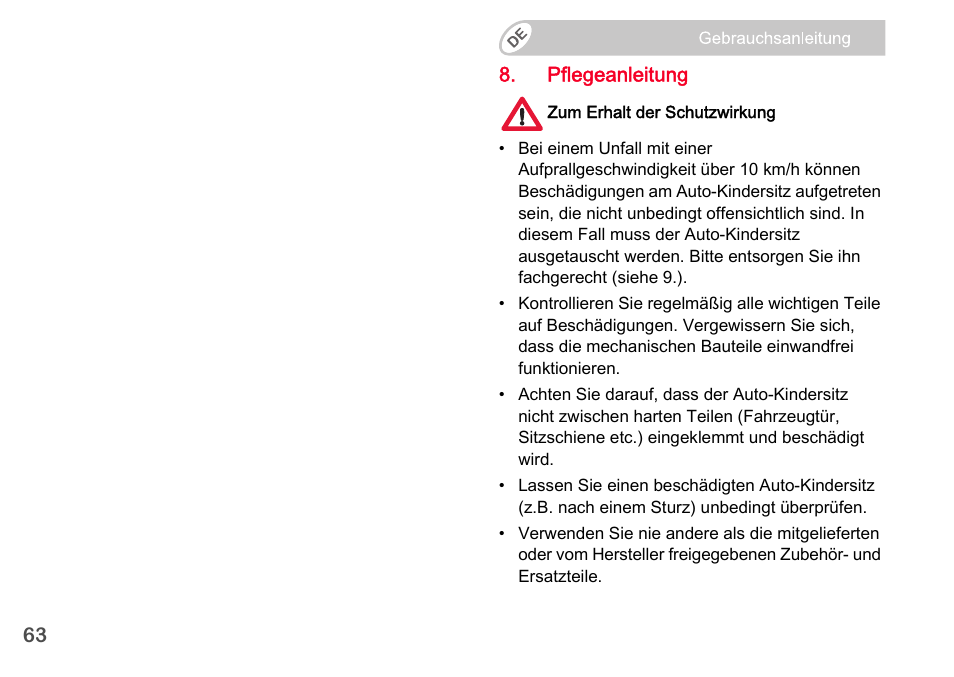 Britax Romer BABY-SAFE plus SHR II User Manual | Page 64 / 272