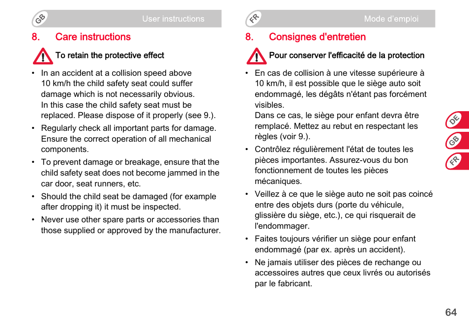 Britax Romer BABY-SAFE plus SHR II User Manual | Page 65 / 272