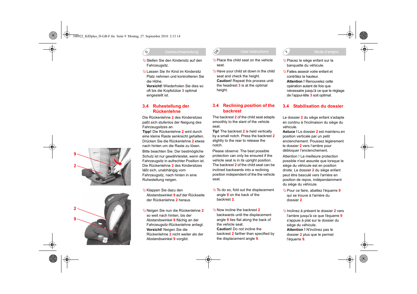 Britax KID plus SICT User Manual | Page 11 / 65