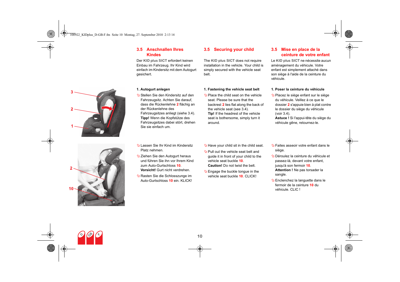 Britax KID plus SICT User Manual | Page 12 / 65