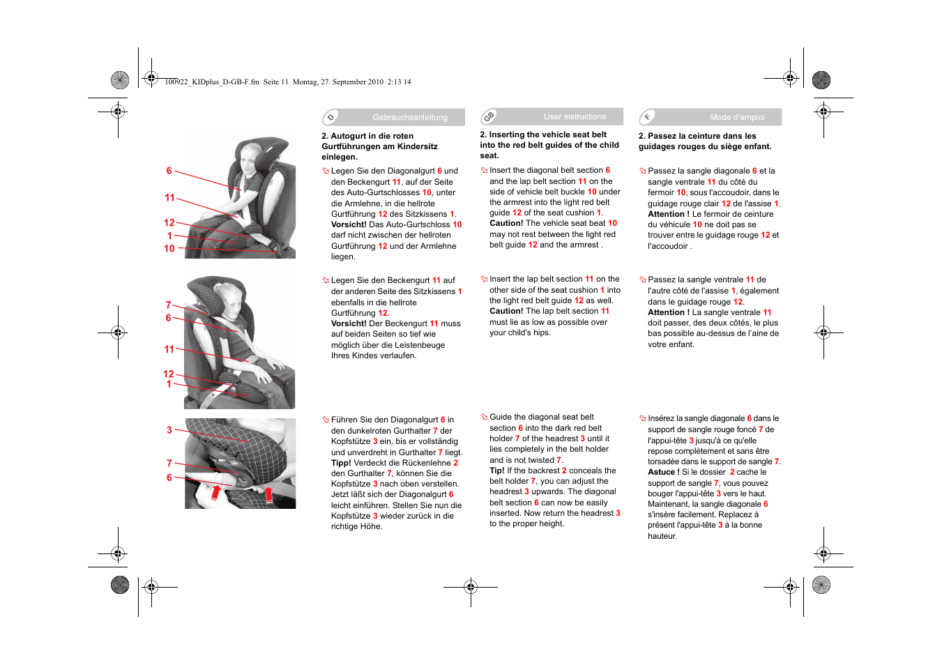 Britax KID plus SICT User Manual | Page 13 / 65