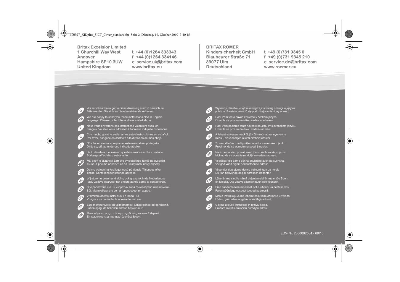 Britax KID plus SICT User Manual | Page 2 / 65