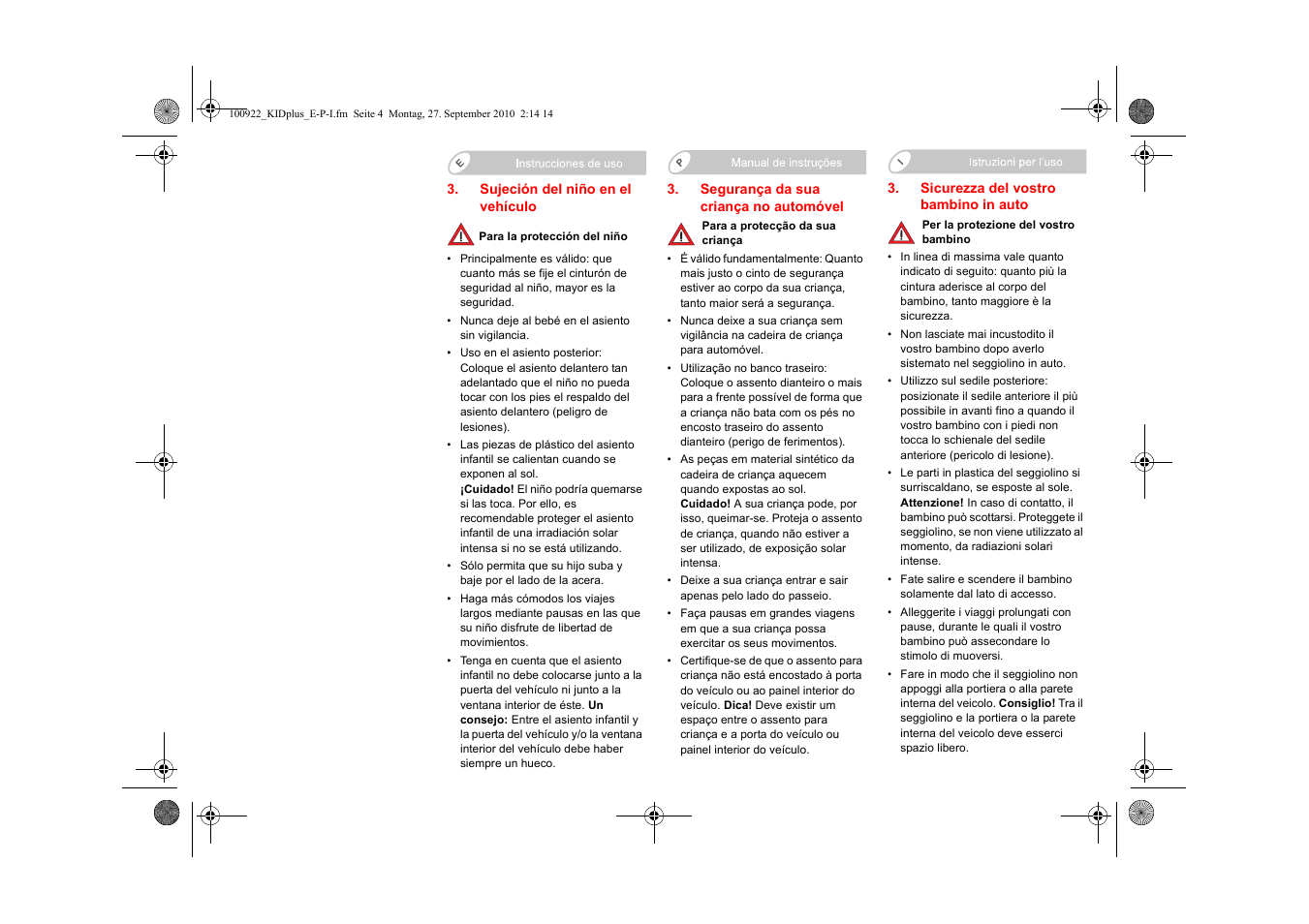 Britax KID plus SICT User Manual | Page 27 / 65