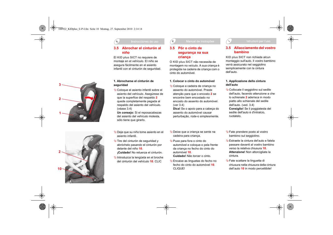 Britax KID plus SICT User Manual | Page 33 / 65