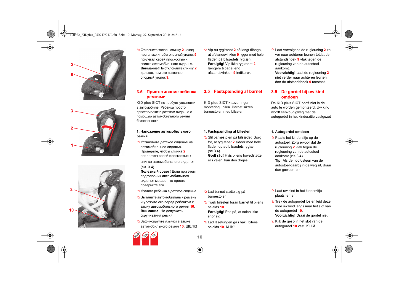 Britax KID plus SICT User Manual | Page 54 / 65