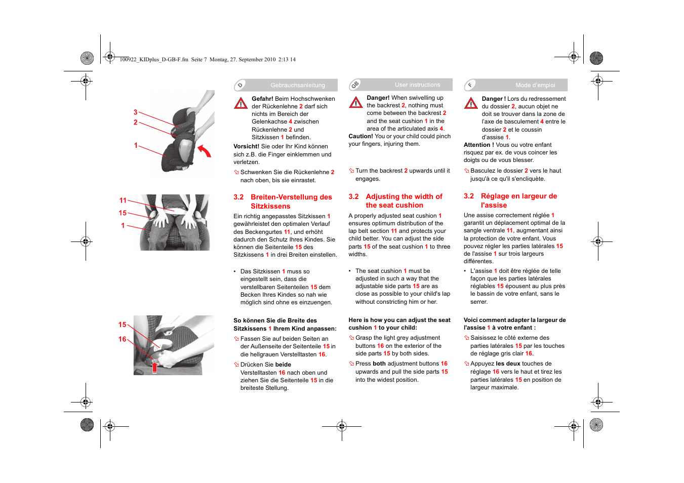 Britax KID plus SICT User Manual | Page 9 / 65