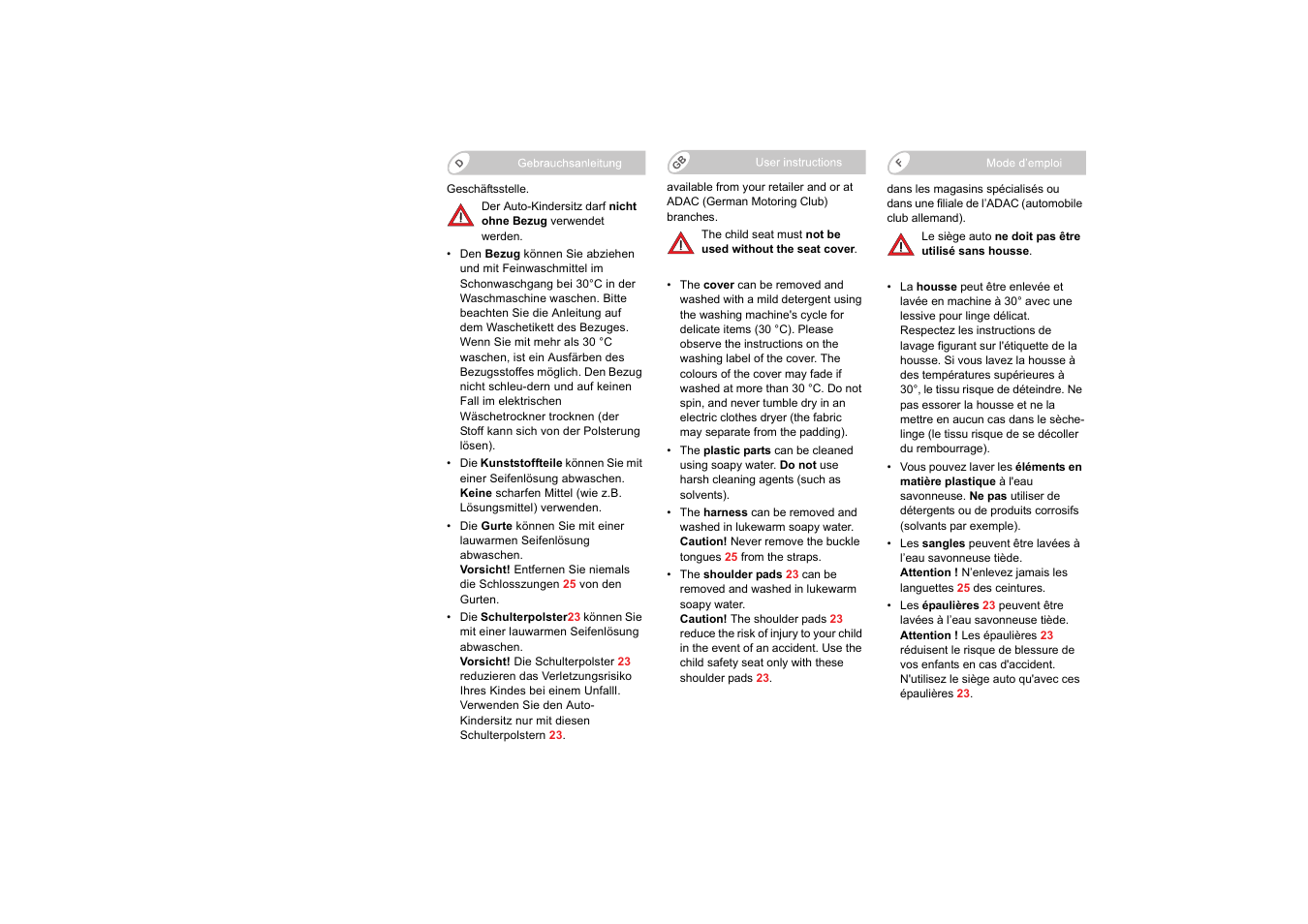 Britax SAFEFIX plus User Manual | Page 25 / 104