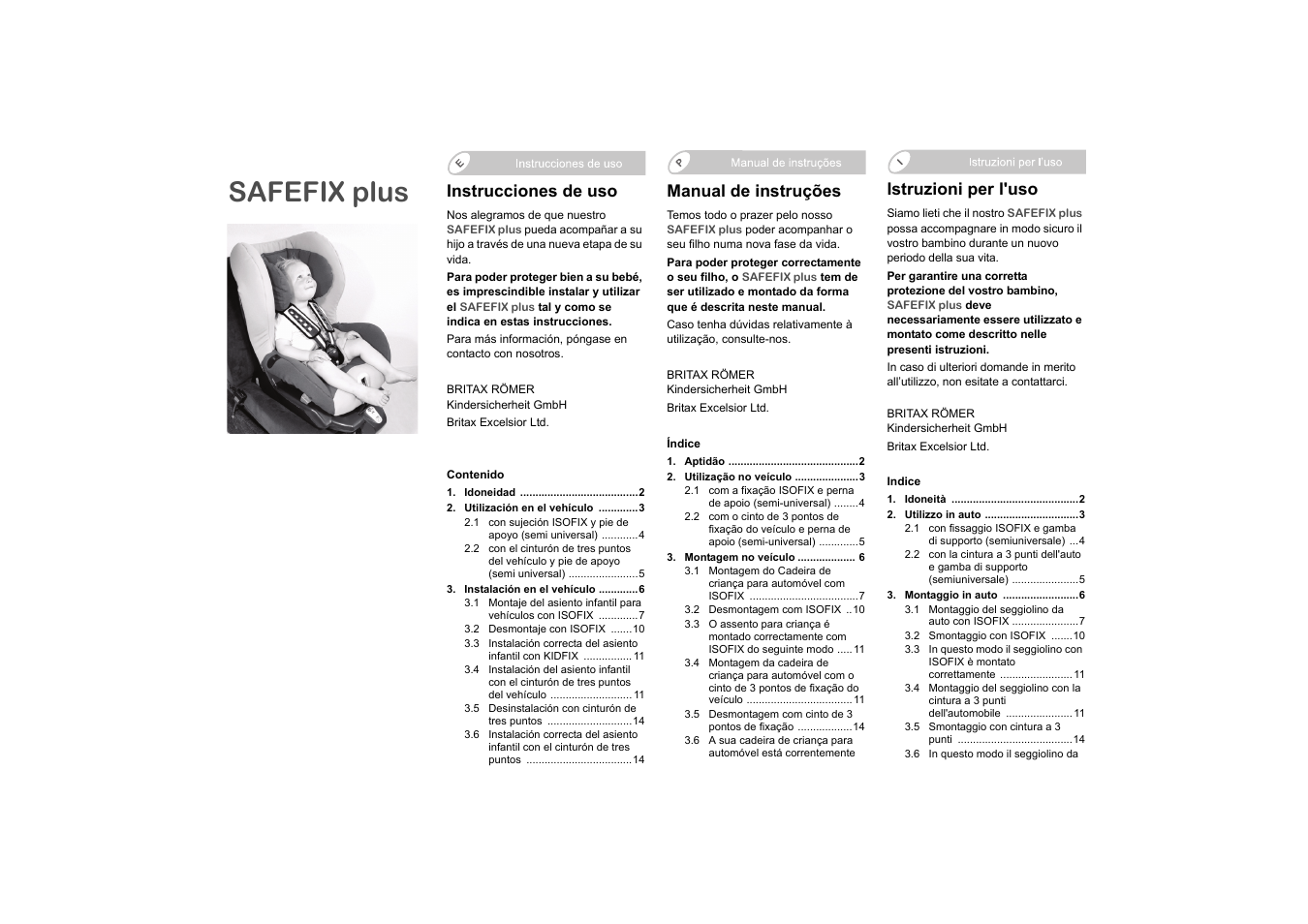 120113_safefixplus_e-p-i_web, Safefix plus, Instrucciones de uso | Istruzioni per l'uso, Manual de instruções | Britax SAFEFIX plus User Manual | Page 37 / 104