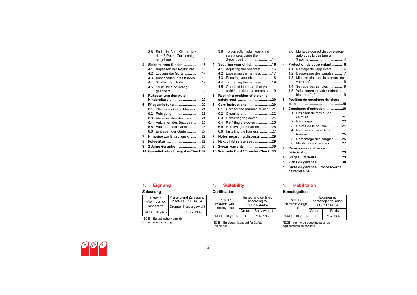 Britax SAFEFIX plus User Manual | Page 4 / 104