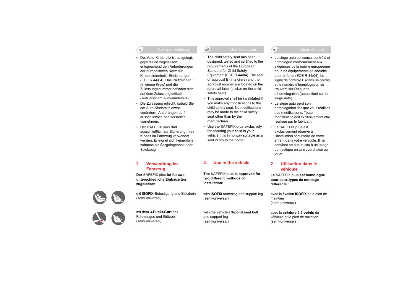 Britax SAFEFIX plus User Manual | Page 5 / 104