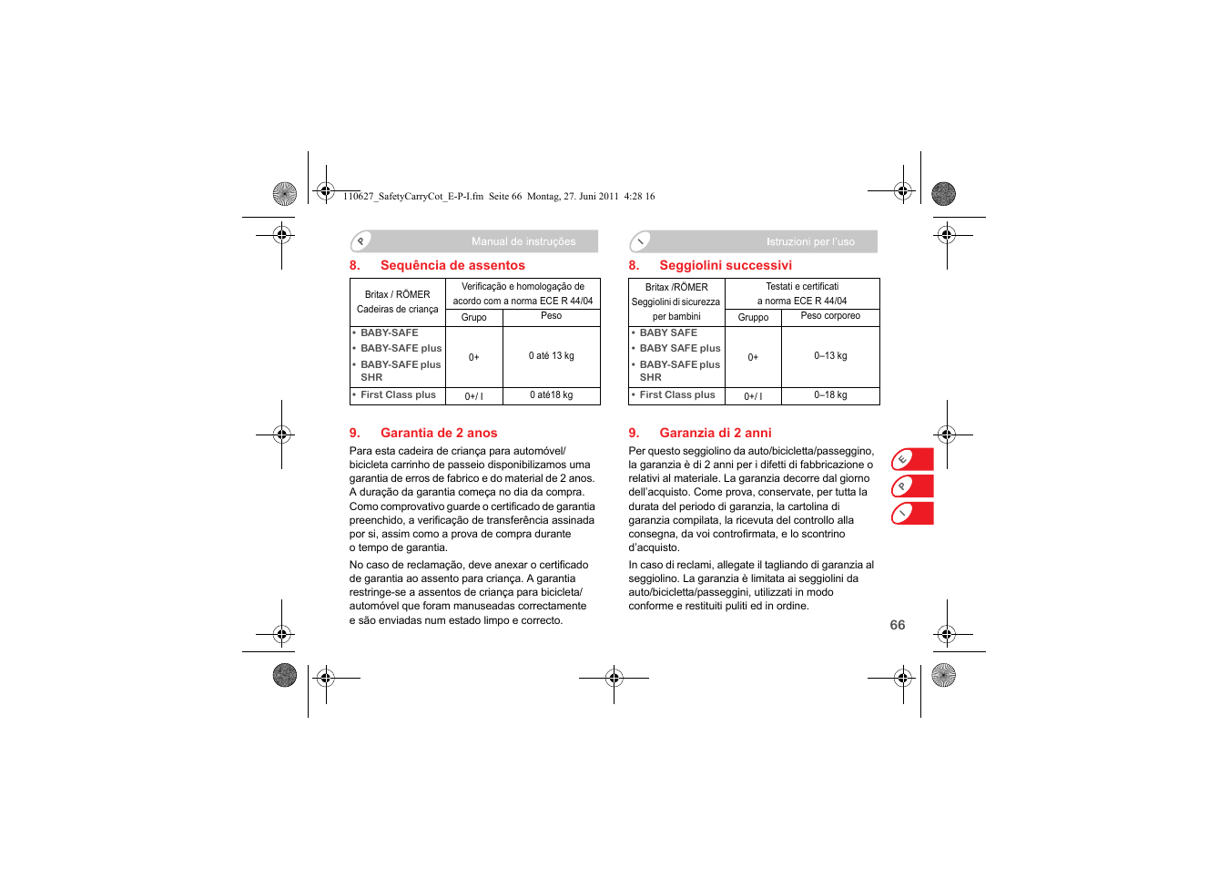Britax BABY-SAFE SLEEPER User Manual | Page 145 / 233