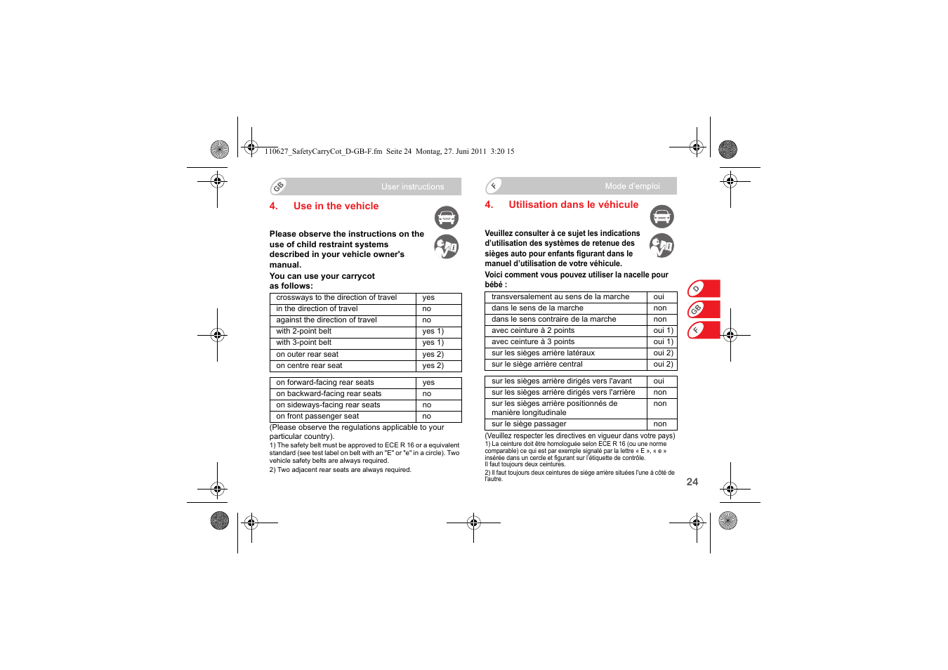 Britax BABY-SAFE SLEEPER User Manual | Page 26 / 233