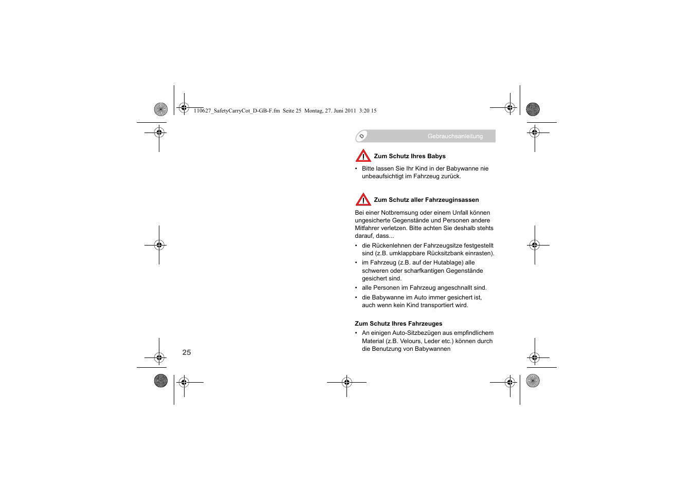 Britax BABY-SAFE SLEEPER User Manual | Page 27 / 233