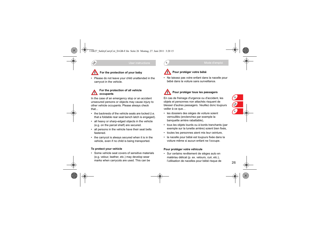 Britax BABY-SAFE SLEEPER User Manual | Page 28 / 233