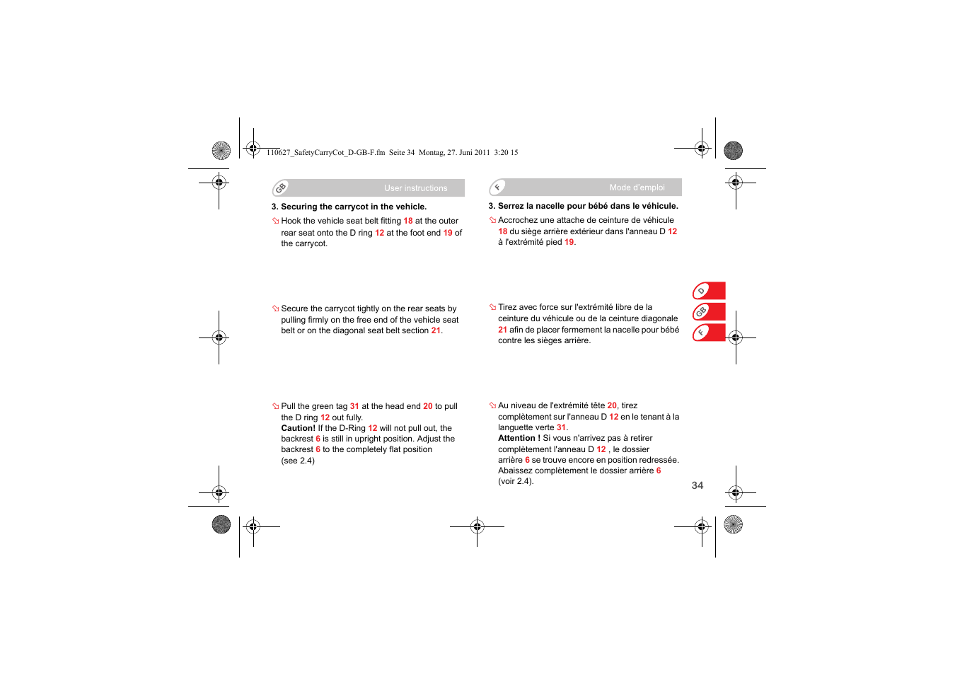 Britax BABY-SAFE SLEEPER User Manual | Page 36 / 233