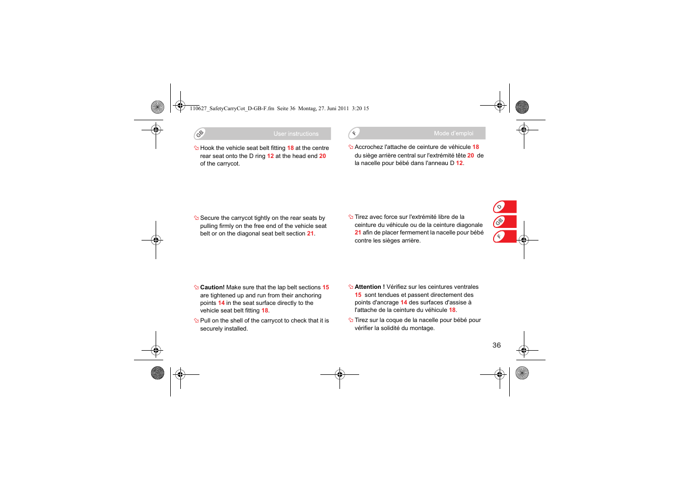 Britax BABY-SAFE SLEEPER User Manual | Page 38 / 233
