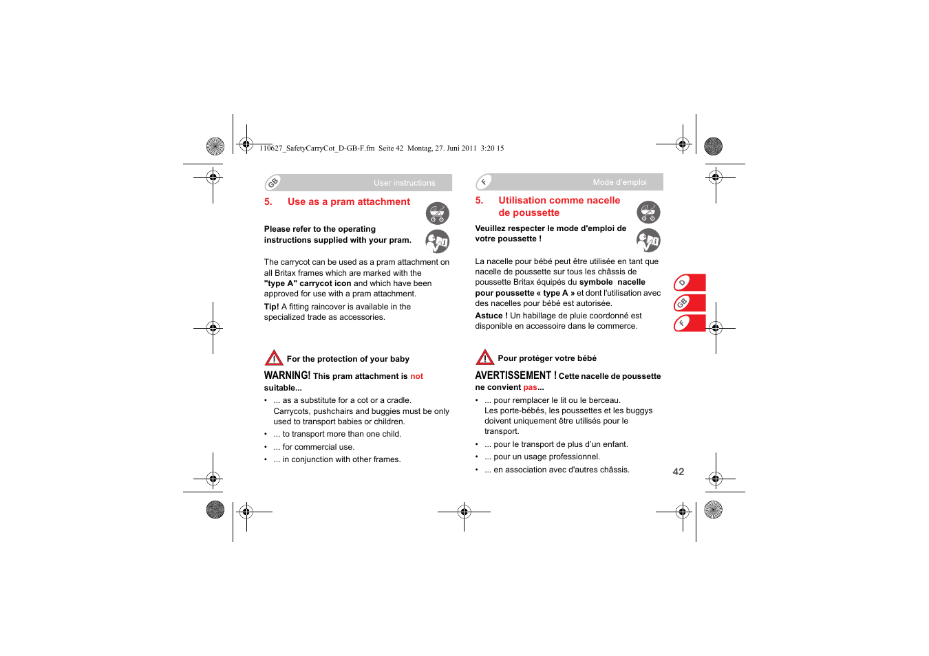 Britax BABY-SAFE SLEEPER User Manual | Page 44 / 233