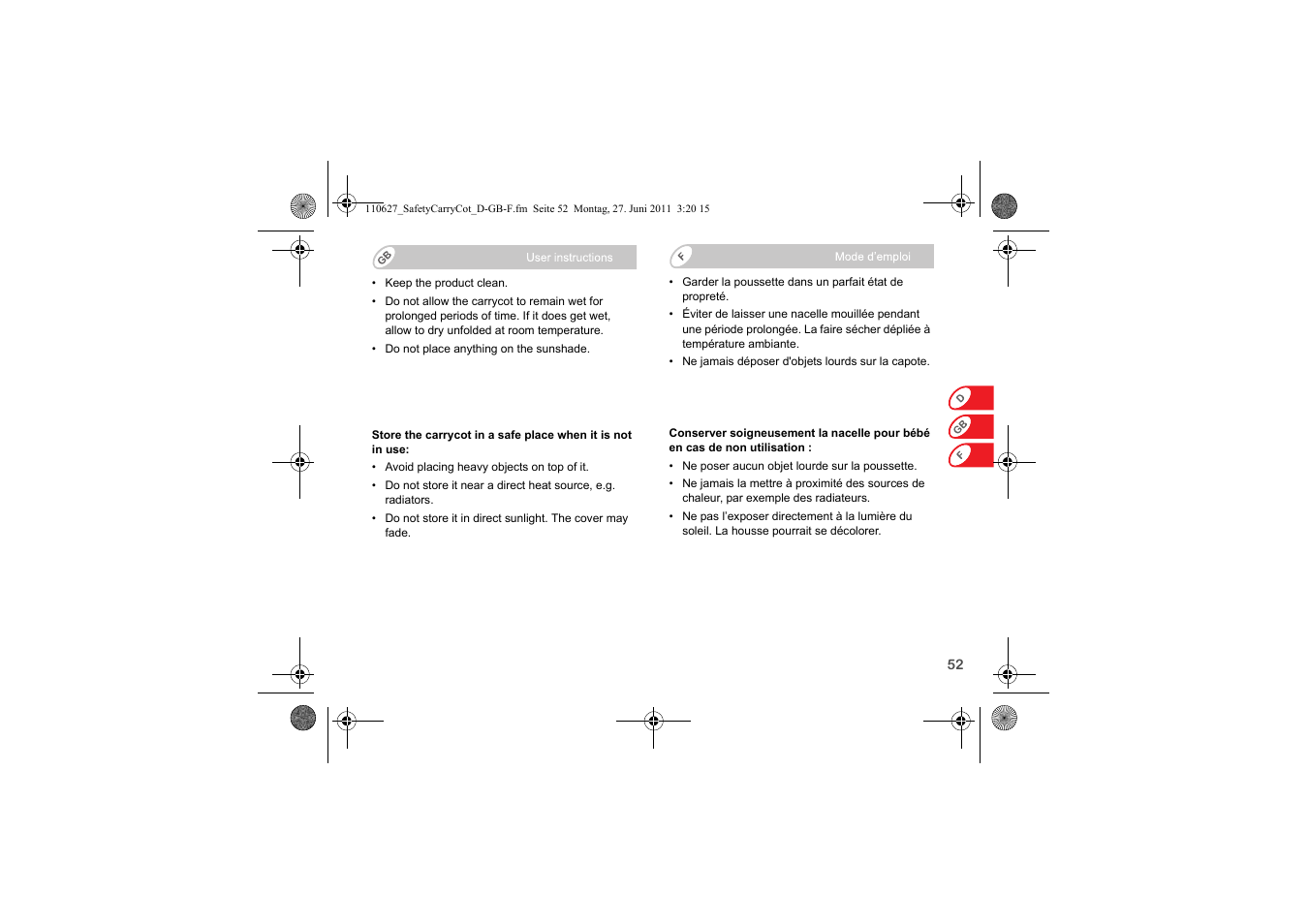 Britax BABY-SAFE SLEEPER User Manual | Page 54 / 233