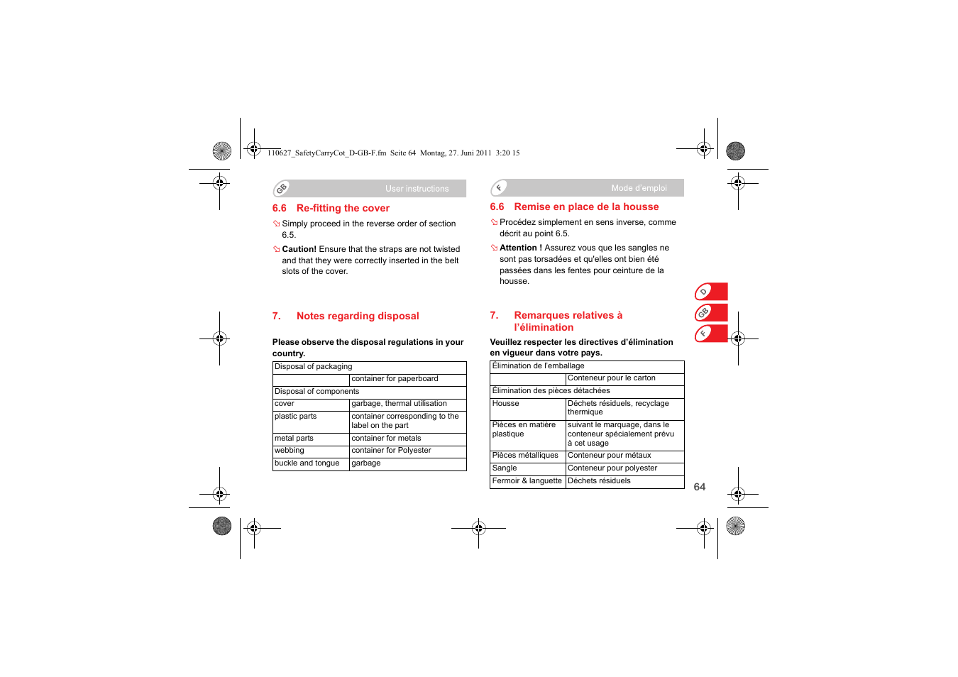 Britax BABY-SAFE SLEEPER User Manual | Page 66 / 233